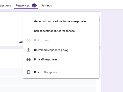 Deleting responses